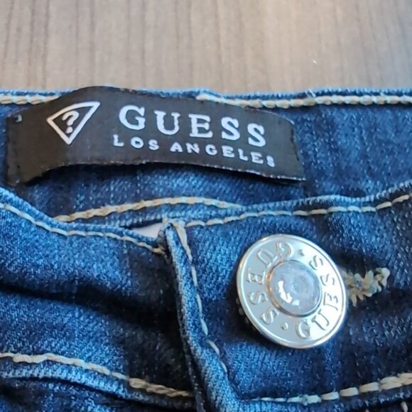 Guess Skinny Jeans Stretch Denim Adjustable Rhinestone Blue Girls Size 10 - Picture 6 of 13